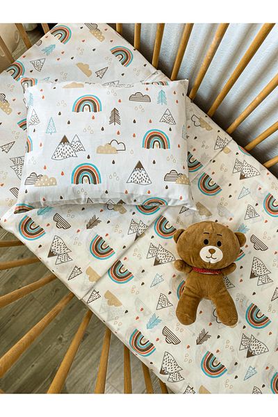 Bebek Rainbow Themed Zippered Baby Duvet Cover Set - 100% Cotton, 100X150