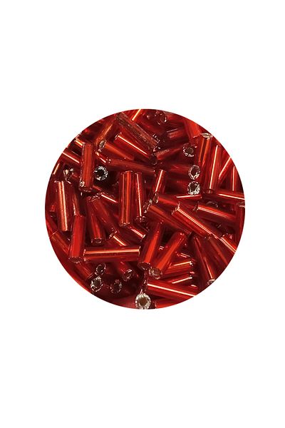 STUMBANNG Long Tube Cutting Beads Diameter 2mm Length 10mm - 60 Grams - Clear Red - Bnc299