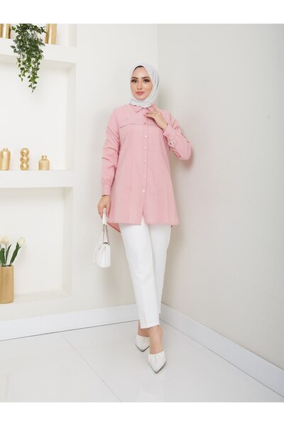 ASMİN Stone Detailed Collar - Summer Tunic Asm218