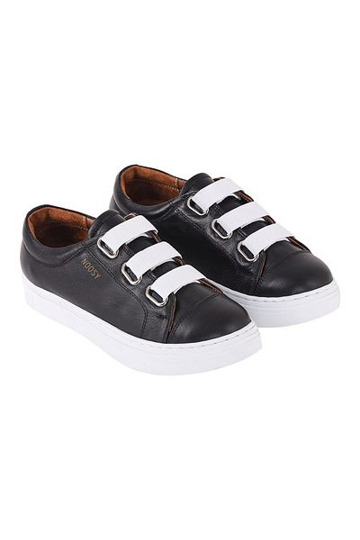 NOOSY Genuine Leather Black Unisex Kids Sneakers
