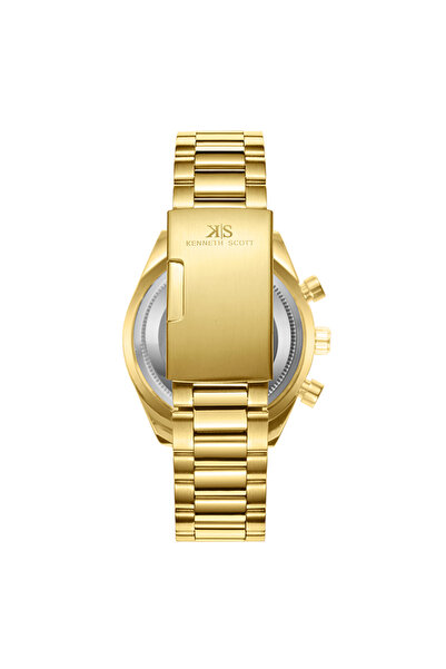 Kenneth Scott Kenneth Scott K23150-GBGC Men Chrono & Multi Function Display Watch & Stainless Steel Strap Gold