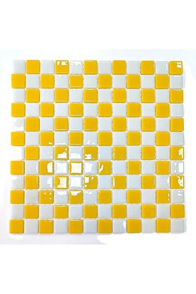 MozaiKristaL Tüm yüzeyler için, 25x25 Beyaz-Sarı damalı, 31,5x31,5cm Fileli C...