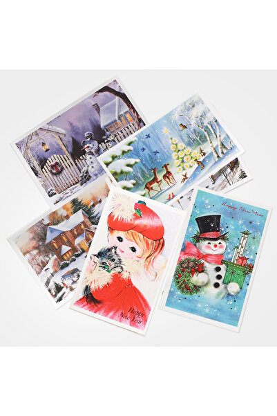Bimotif 15 Parça Kartpostal, Zarf ve Stickerlı Yılbaşı Seti