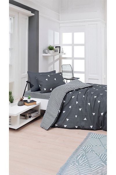 Eponj Home Γκρι Σετ Παπλωματοθήκης Easy-Iron
