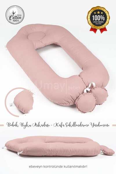 Umaybebek وسادة تعانق وتشكيل الطفل - 2 في 1، رأس مسطح، 100% قطن