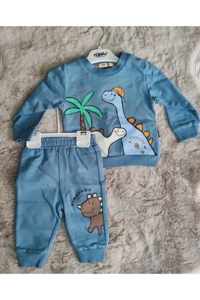 Tuffy Kids Erkek Bebek Dinazor Baskılı Eşofman Takımı 6-9/ 9-12/ 18-24 M
