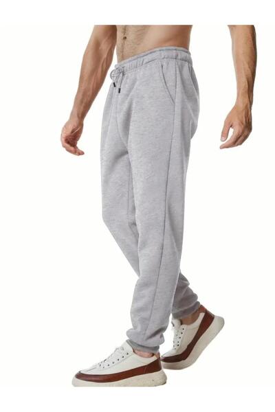 yg ydn giyim Γκρι Χρώμα Ψηλόμεσο Άνετο Παντελόνι Jogger Leg