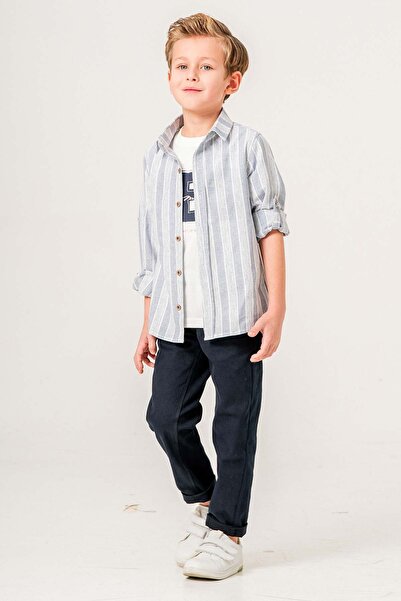 Gold Class Kidswear Costum cămașă pentru băiat din 3 piese din Gabardină cu m...