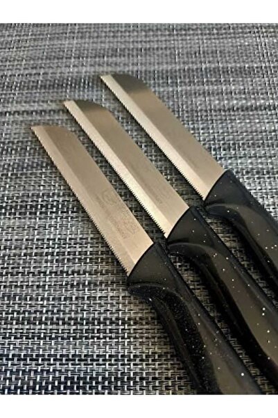 elfnur Solingen Silvery Black Fruit and Vegetable Knife with Serrated Holes 3 Pieces