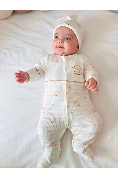 BABYLİM Unisex Baby Romper Set - Hearted Lambs, 100% Cotton