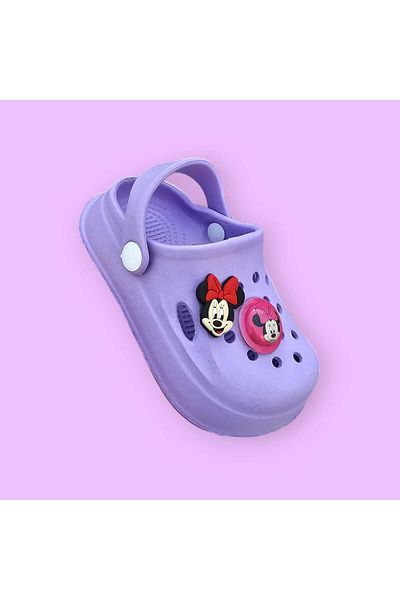 LİASSHOES Tiny Silicone Light Detail Purple Child Sandals Slippers
