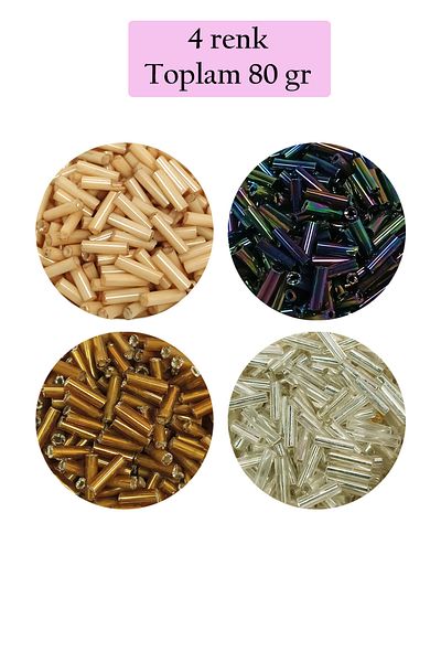 STUMBANNG Long pipe cutting beads diameter 2mm length 10 mm - 4 colors - total 80 grams - bnc427