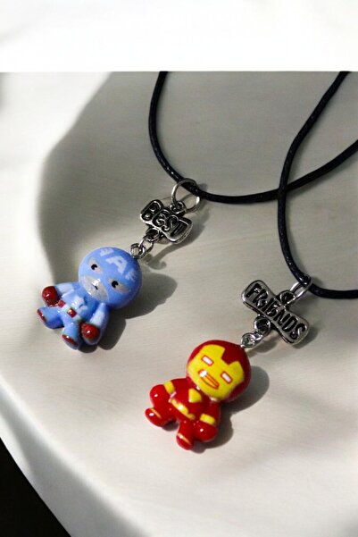 MakeWell Iron Man and Captain America Designed Best Friends 2-Piece Necklace for Teen and Children