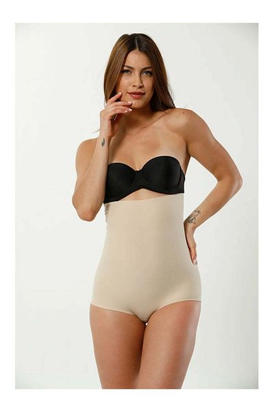 yakamoz toptan High Waist Laser Cut Seamless Corset - Two Sizes, Ghost Slip (Frm-2003)