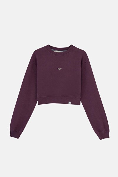 WWF Market Apollo Kelebeği SuperSoft Crop Sweatshirt - Mürdüm