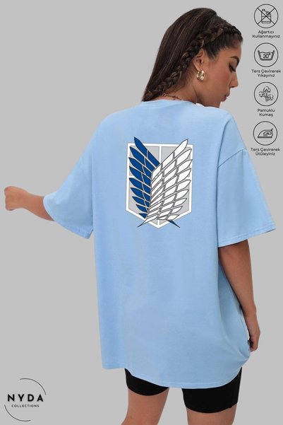 Nyda Collections Unisex Crew Neck Attack on Titan Printed Cotton Oversize Short Sleeve T-Shirt