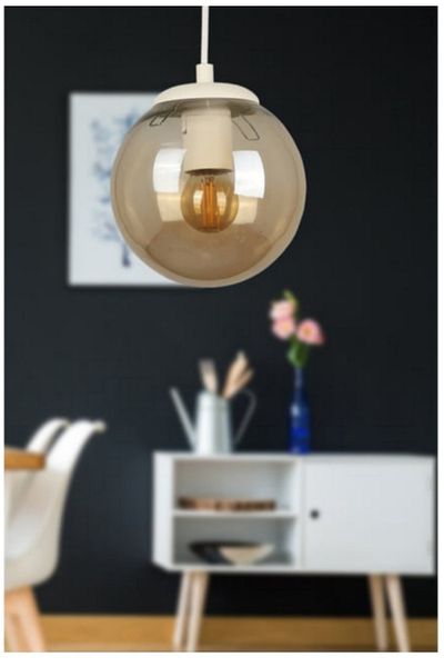 Semboldekor White Clamp Glass Single Pendant Chandelier (Honey Glass)