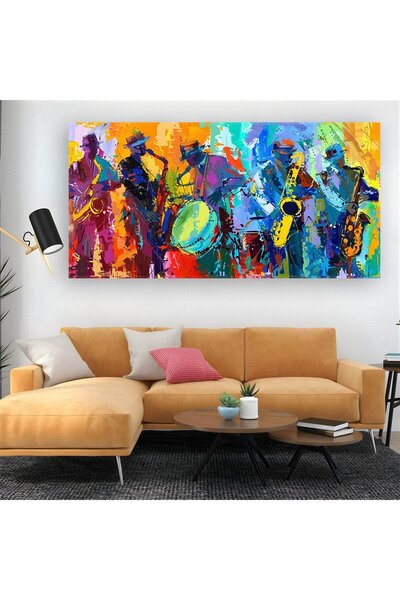 Ritmo Canvas Jazz Konseri Renkli Silüetler Kanvas Tablo