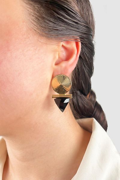 Sose Moda Black Triangle Earrings - Gold