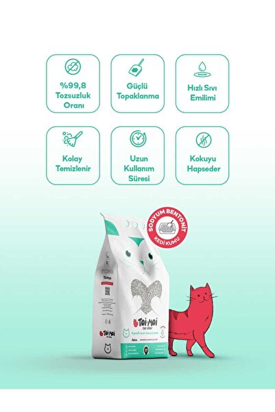 Toi Moi 4'lü Avantaj Paketi Kokuya Hassas Topaklanan Tozsuz Kokusuz Bentonit Kedi Kumu 4x5lt
