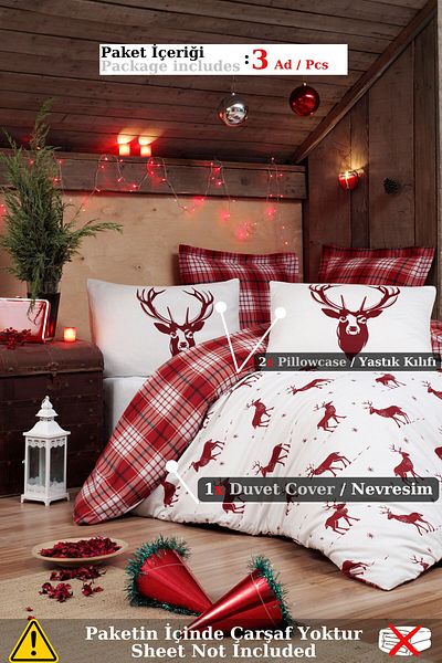 Eponj Home Mature Duvet Cover Set Double Deer Claret Red