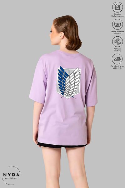 Nyda Collections Unisex Crew Neck Attack on Titan εμπριμέ βαμβακερό κοντομάνικο μπλουζάκι