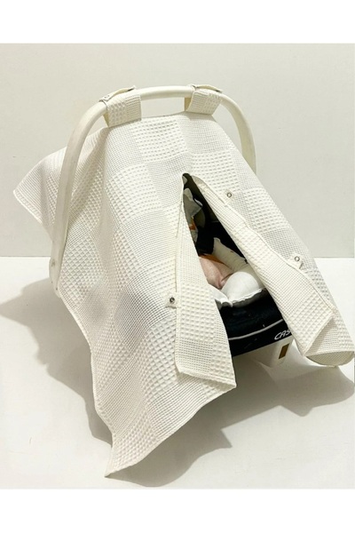 Babycitytr %100 Pamuk Petek Waffle Pike Çok Amaçlı Puset Örtüsü, Puset Minder...