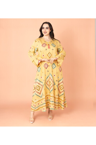 IKKXA جلابية متلألئة بأنماط هندسية