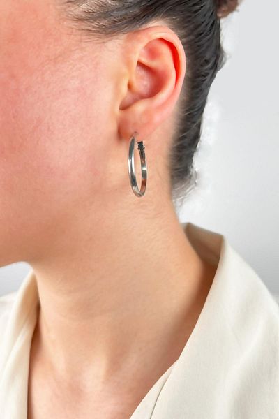 Sose Moda 3cm Silver Steel Hoop Earrings