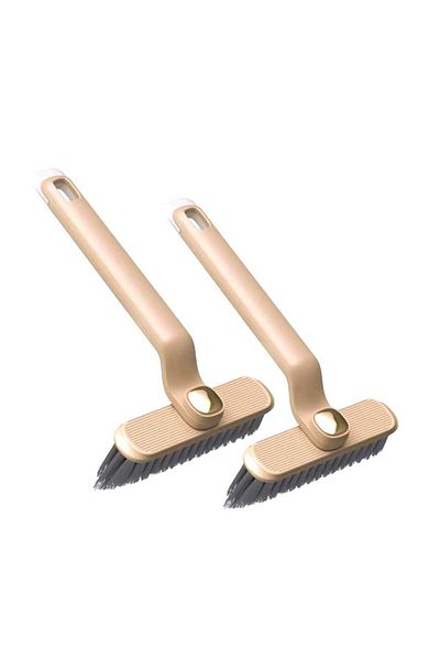 Yenigeldi 2Pcs Brown Multifunctional 360 Degree Rotating Crevice Corner Cleaning Brush