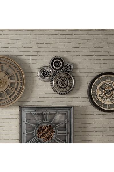 Atmosphera Derek Unique Design Round Multi Mechanical Analog Wall Clock with Visible Gears 37cm