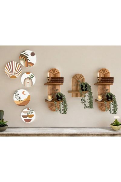 varje think outside the box Semplice Wall Shelf Set And Decorative Oval 5 Piece Table