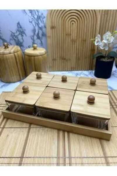 sweenhome 6-Pack Glass Bamboo Vacuum Lid Breakfast and Storage Container with Tray