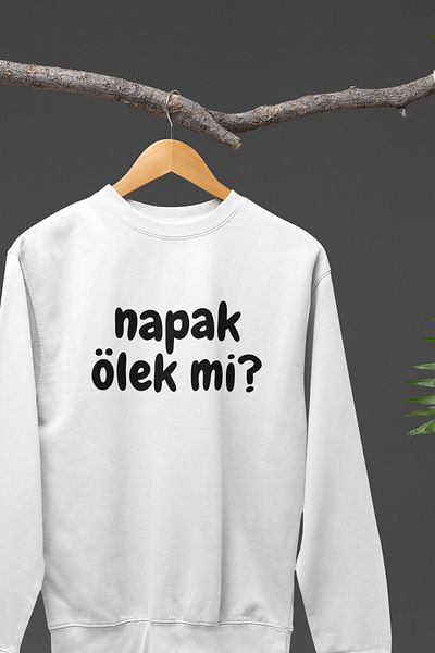 qoeuyl boutique Napak Μέντα; Φούτερ με στάμπα Fun Gift Crew Neck