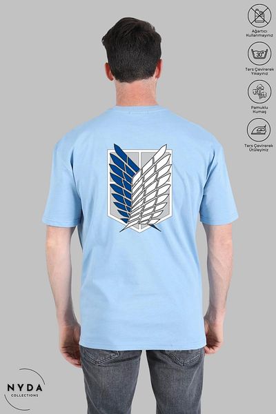 Nyda Collections Унисекс тениска с кръгло деколте Attack on Titan Printed Cotton Oversize Short Sleeve T-Shirt