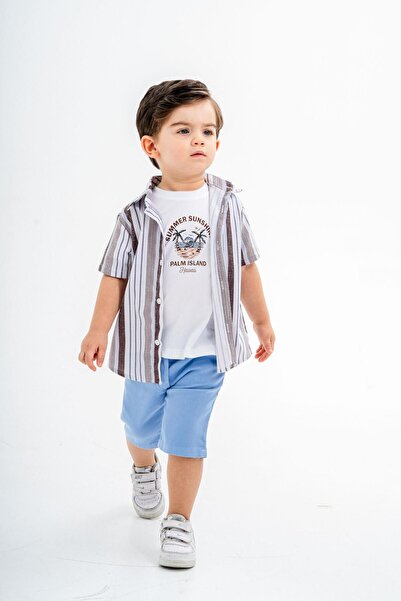 Chicsy Baby Striped 3-Piece Set with Stylish Shirts for Kids and Baby - Adjustable Waist and Short Sleeve Shorts