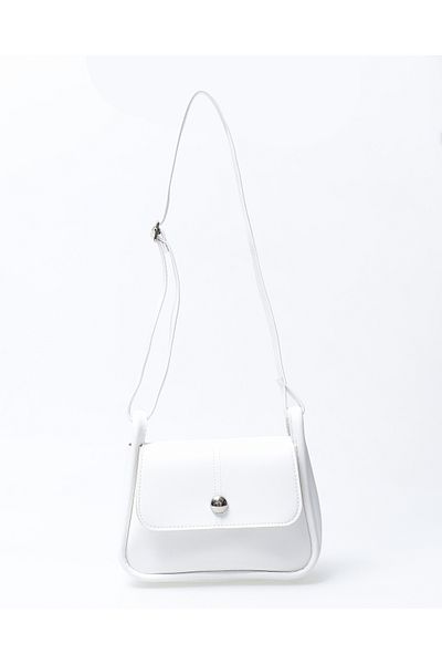 UK BAGS White 43 Adjustable Strap Simple Stylish Snap Closure Shoulder Bag W 22 cm L 18 cm
