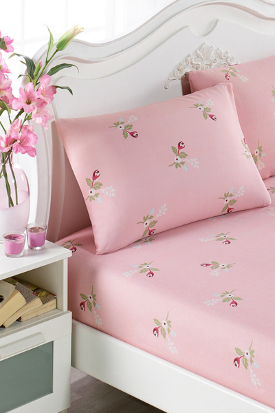 Eponj Home Pes Lastikli Çarşaf Seti Çift Kişilik Alanur Pembe