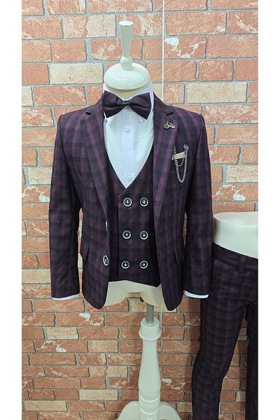 HAYTA Almira Burgundy Kids Set - Dress, Vest and Shirt Set