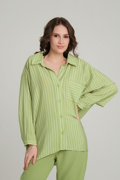 Quzu Relaxed Fit Striped Long Sleeve Shirt Olive