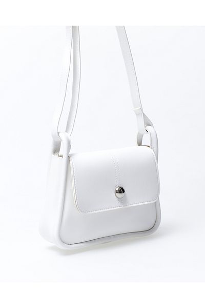 UK BAGS White 43 Adjustable Strap Simple Stylish Snap Closure Shoulder Bag W 22 cm L 18 cm