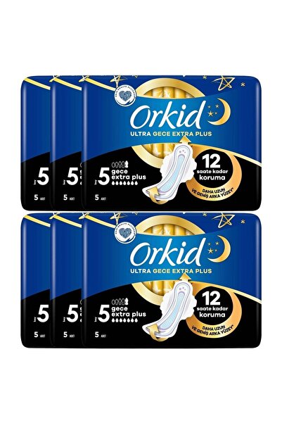 Orkid Ultra Extra Tekli Gece Extra Plus 5'li X 6 Adet