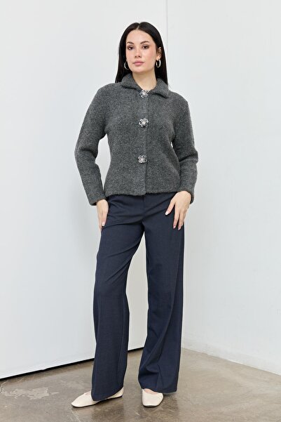 Qutu Butik 60932 POLO YAKA CICEK CITCITLI TRIKO HIRKA