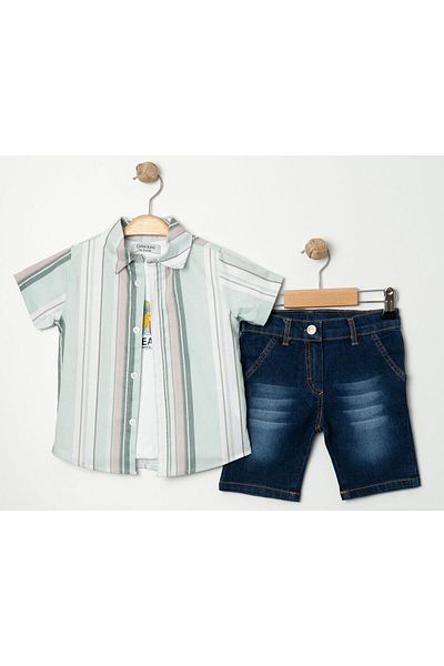 Chicsy Baby Striped 3-Piece Set with Stylish Shirts for Kids and Baby - Adjustable Waist and Short Sleeve Shorts