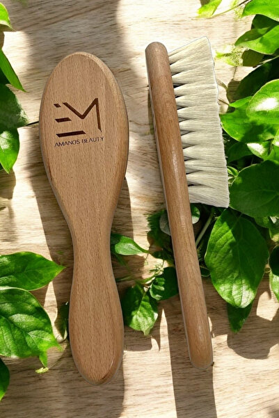 EM AMANOS BEAUTY Büyük Boy Doğal Keçi Kılı Bebek Saç Fırçası - Bebeğinizin Ilk Saç Fırçası, Narin Cildine Özel