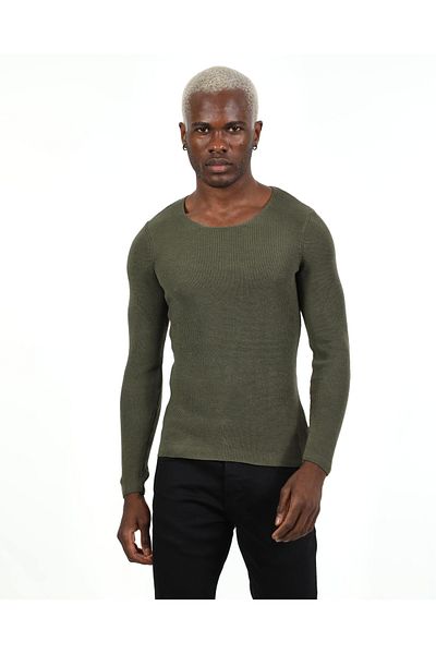elkumoda Мъжки плетен пуловер Slim Fit - естествен памук, не се образуват топчета, стилен и удобен плетен материал