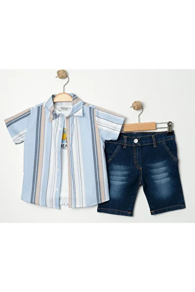 Chicsy Baby Striped 3-Piece Set with Stylish Shirts for Kids and Baby - Adjustable Waist and Short Sleeve Shorts