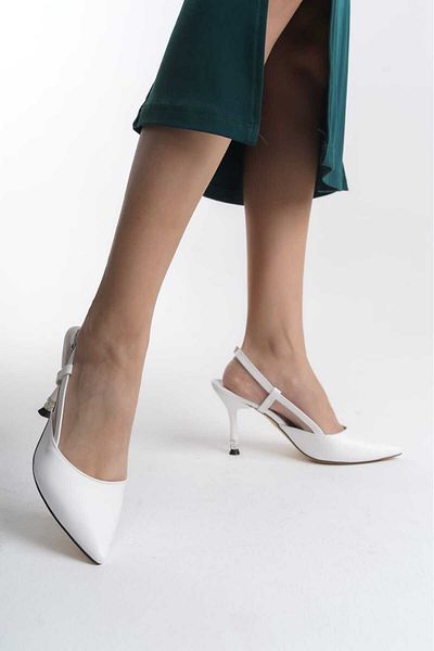 SEREL35SHOES Pantofi de damă cu toc, cu spate deschis, cu cataramă laterală, toc cu piatră, toc sezon nou, 8 cm
