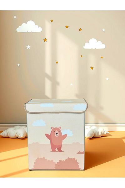HomyJRs Little Bear Multipurpose with Lid Toy Laundry Storage Box Folding Organizer 30X40X50
