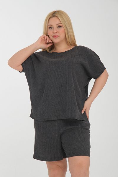 Dejabrew Jeans بلوزة بأكمام قصيرة ملفوفة مقاس كبير A052-1